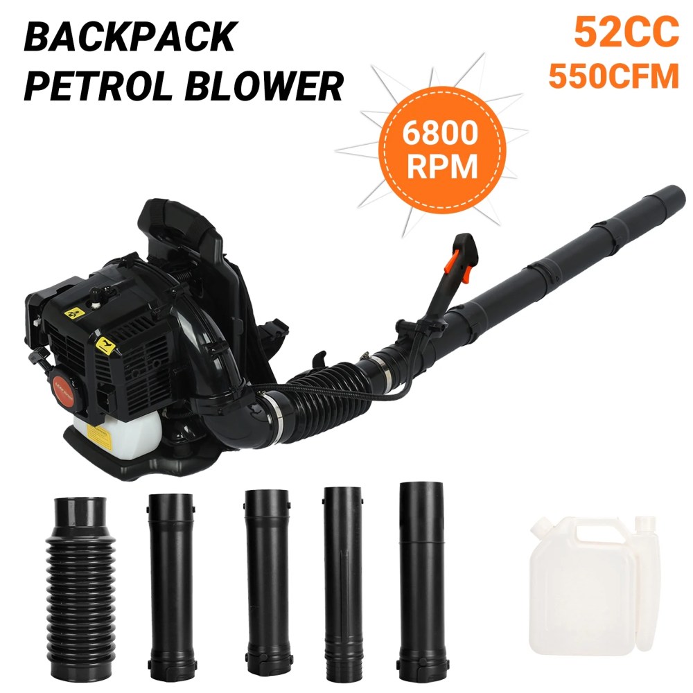 AQSQ Gas Leaf Blower,52-cc 1.7-HP 2-Cycle Backpack Leaf Blower,550-CFM,Powerful Clearing Performance