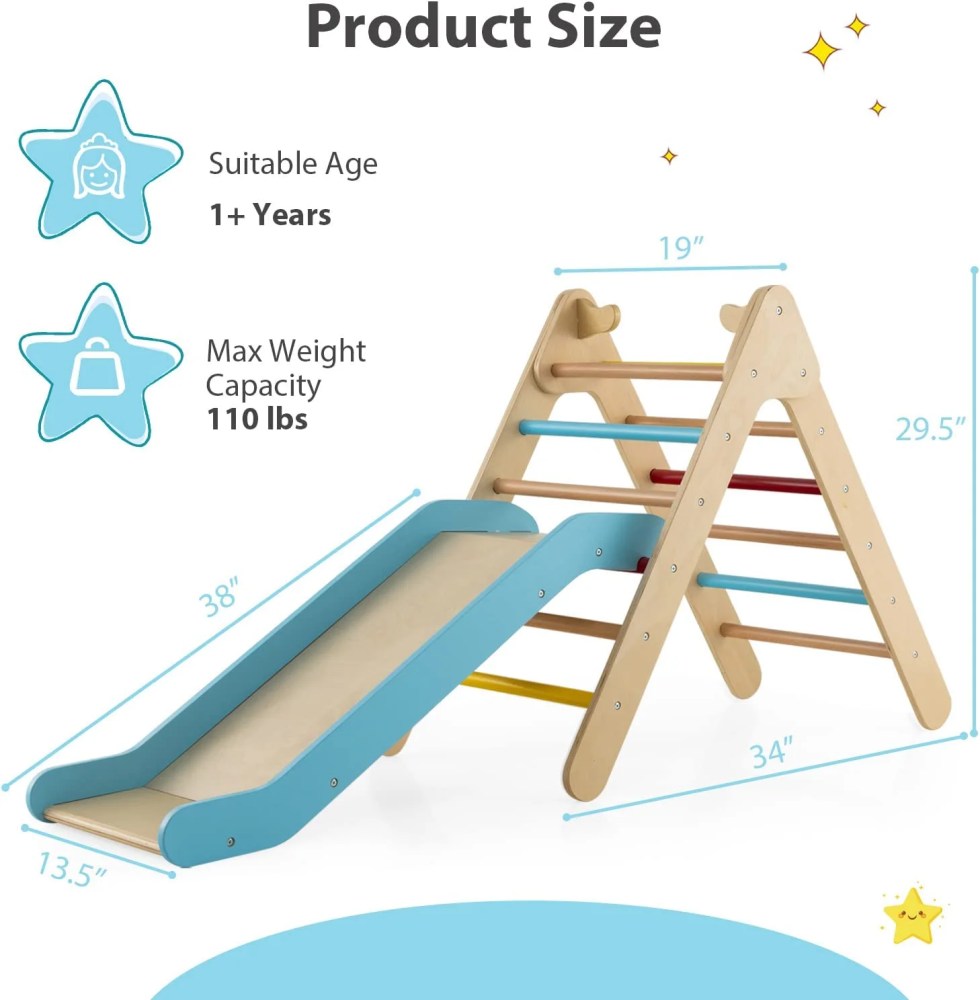 OLAKIDS Climbing Toys for Toddlers, 2 in 1 Montessori Kids Wood Triangle Climber with Ramp Ladder Slide for Gym Playground, Indoor Outdoor Climbing Toy Baby Play Structure Activity Set for Boys Girl - Image 5