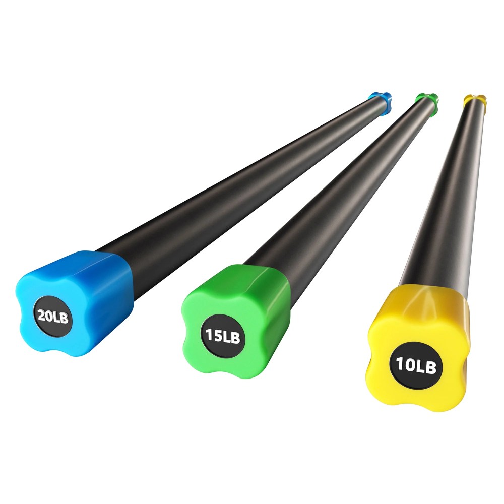 Signature Fitness Total Body Workout & Exercise Weighted Bar w/Grip,  3 Pack