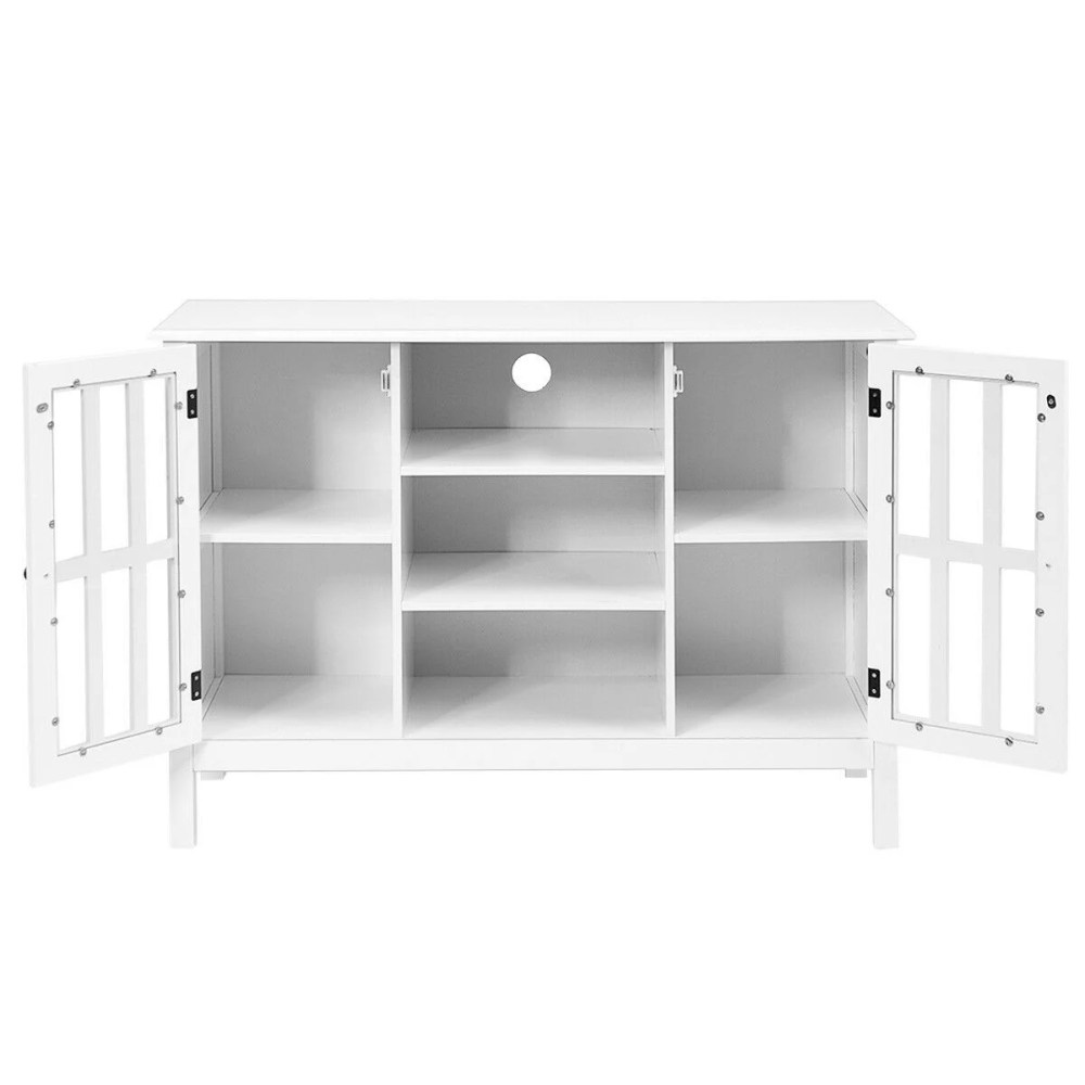Gymax Wood TV Stand Entertainment Media Center Console for TV up to 50" White - Image 10