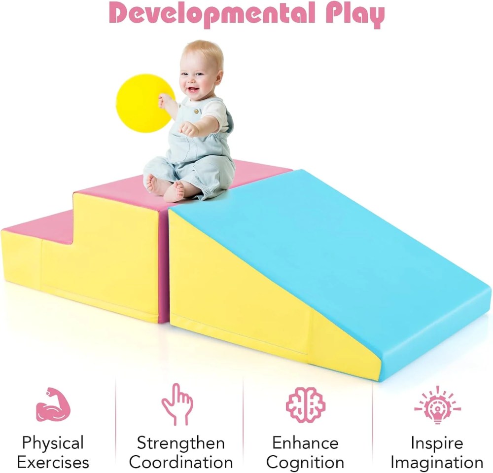 OLAKIDS Climbing Toys for Toddlers, Indoor Baby Foam Climbing Blocks Soft Play Set with PU Leather, Kids Climb and Crawl Playset Sliding Activity Structure Gym Playground Climber - Image 4