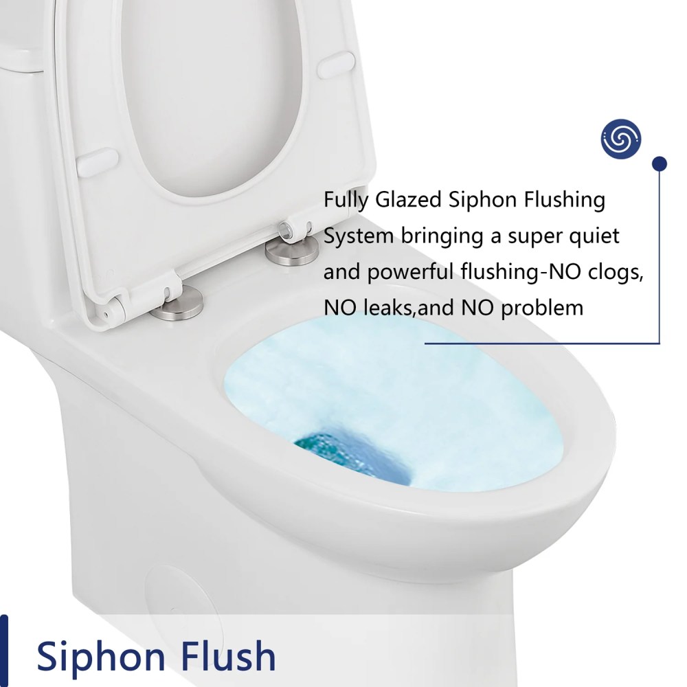 DeerValley Ursa DV-1F52677 Elongated One-Piece Toilet Ceramic 0.8/1.28 GPF Dual Flush Bathroom Toilets - Image 7