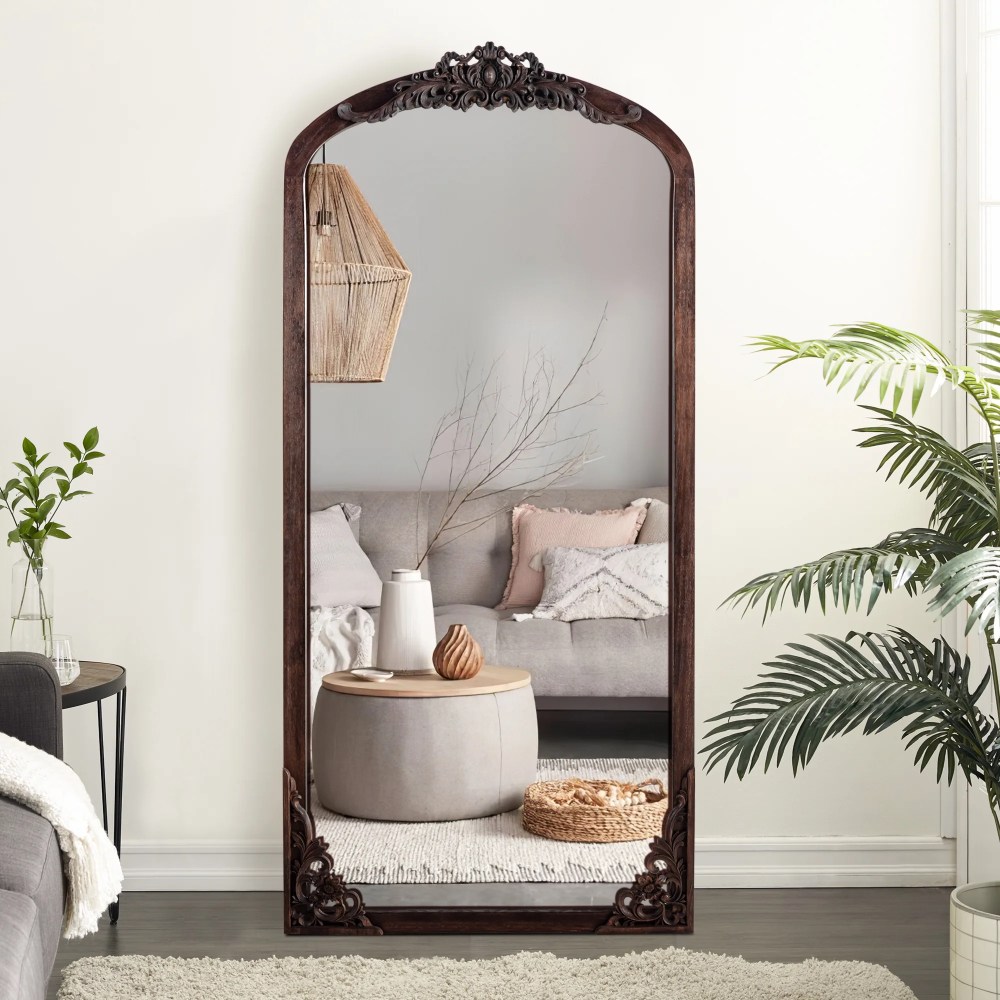 Arch Mirror Full-Length Mirror Vintage Decorative Mirror,64"22",Natural