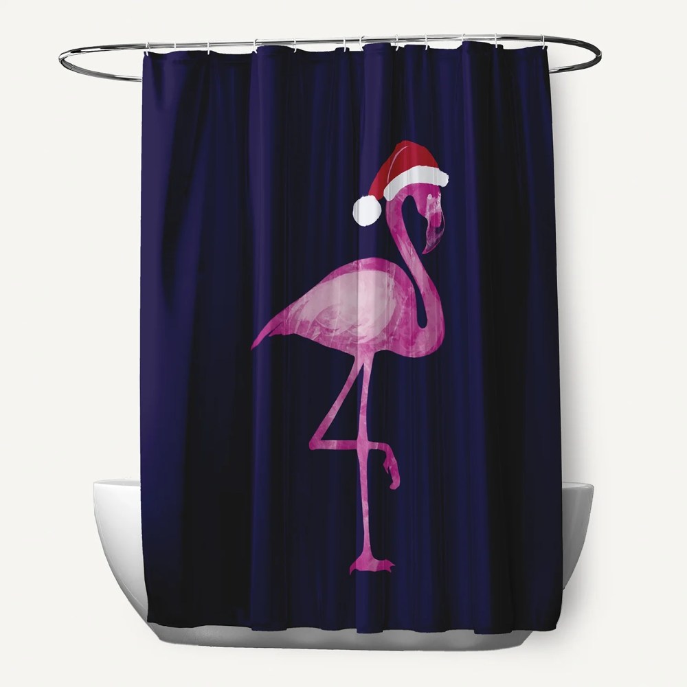 Simply Daisy 70" W x 73" H Snow Bird Animal Print Polyester Shower Curtain, Blue