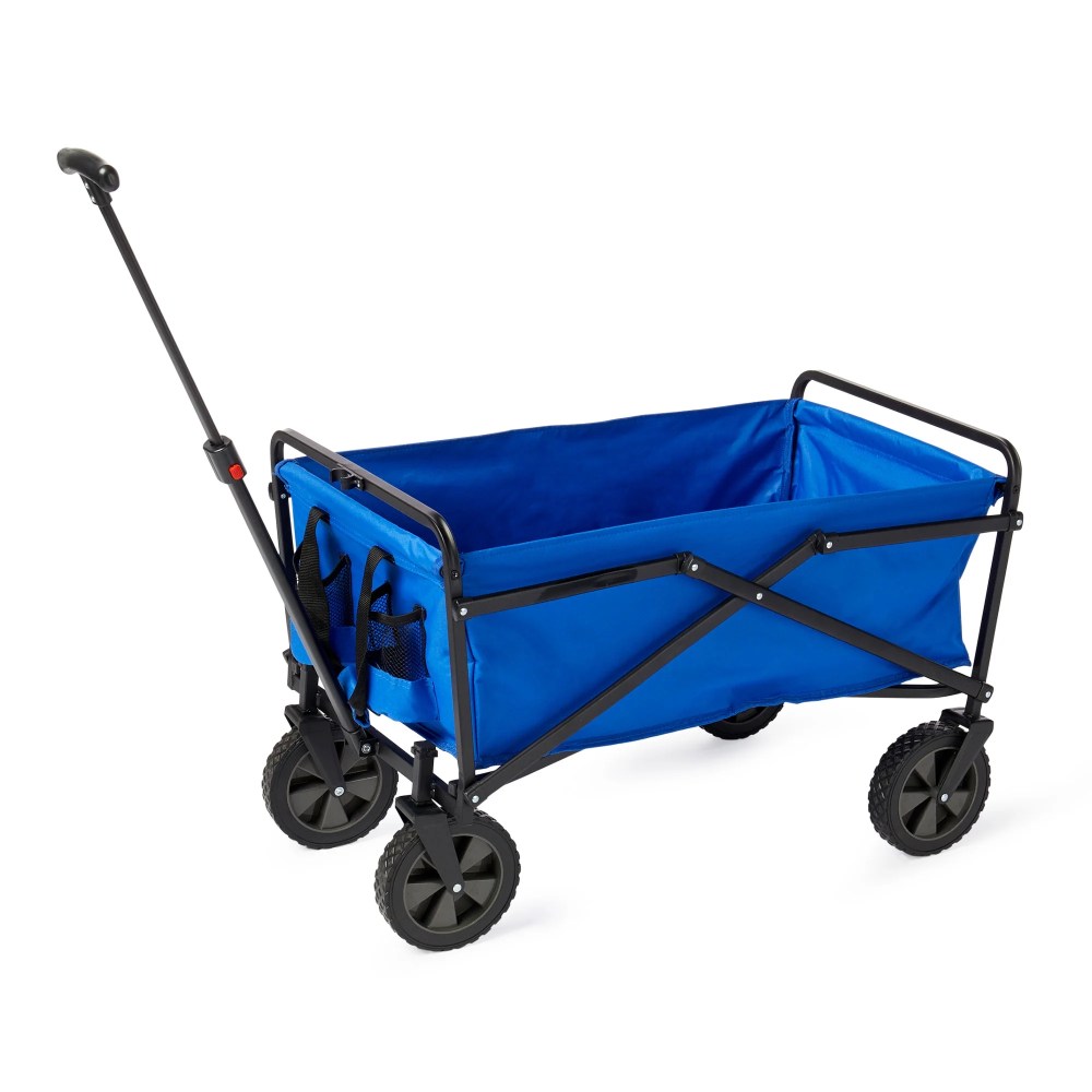 Seina 150lb Capacity Collapsible Steel Outdoor Utility Wagon Cart, Blue