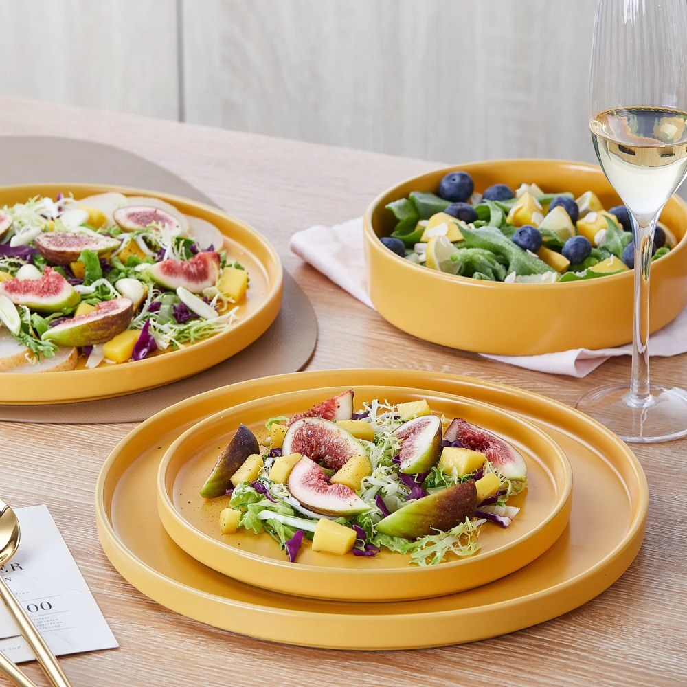 Stone Lain Cleo Stoneware Collection Dinnerware Set, 16-Piece Service for 4, Yellow - Image 5