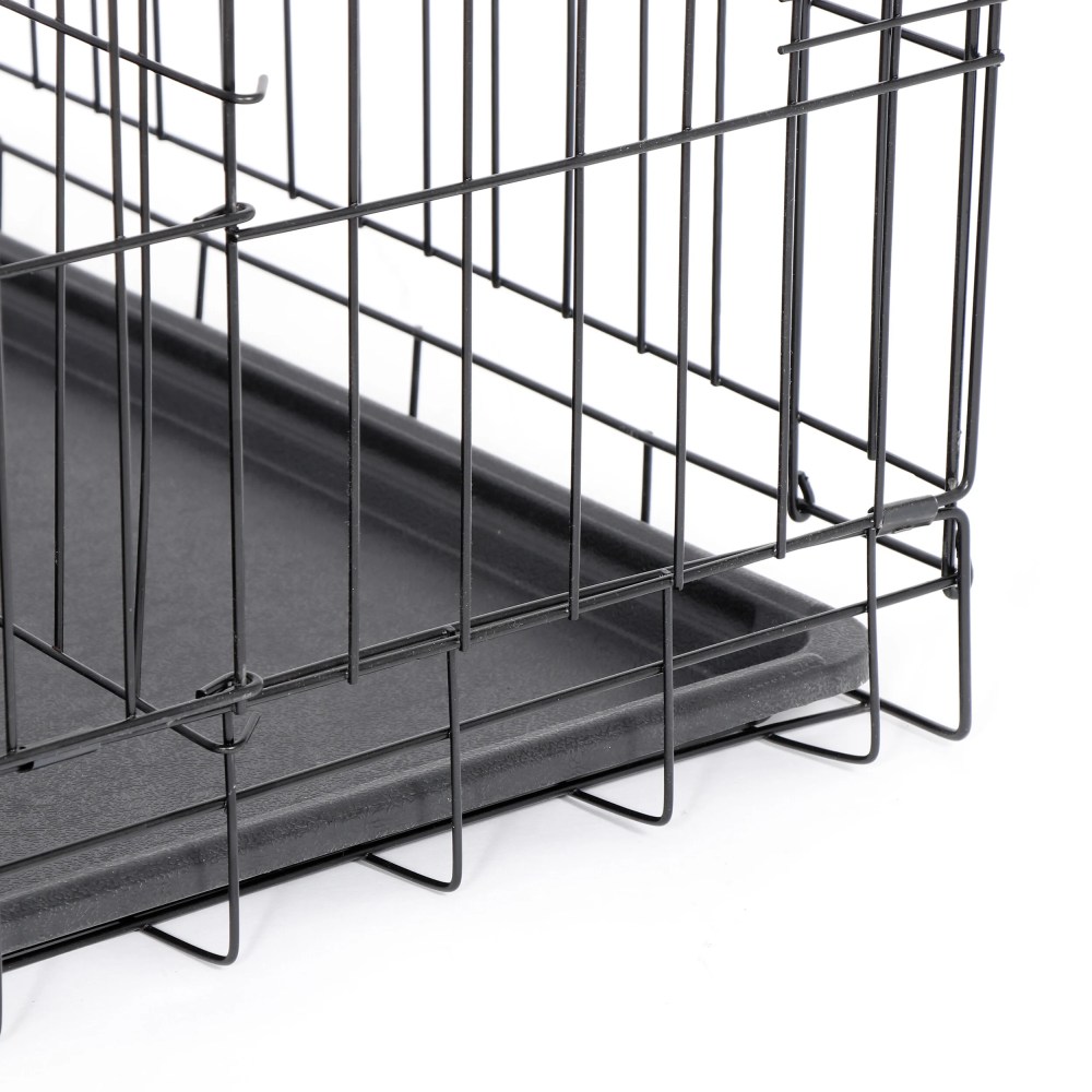 HomGarden 42'' Foldable Large Dog Crate Kennel Double Door, Black - Image 2