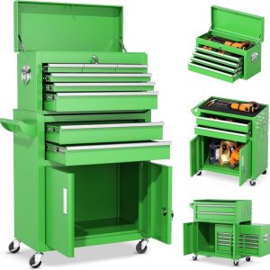 2-IN-1 Tool Chest & Cabinet,Large Capacity 8-Drawer Rolling Tool Box Organizer with Wheels Lockable,Green