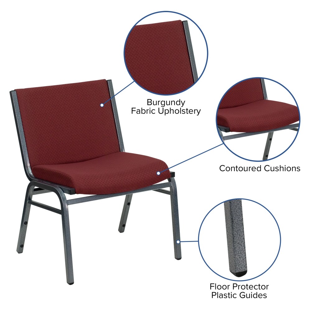 Flash Furniture 4 Pack HERCULES Series Big & Tall 1000 lb. Rated Burgundy Fabric Stack Chair - Image 8