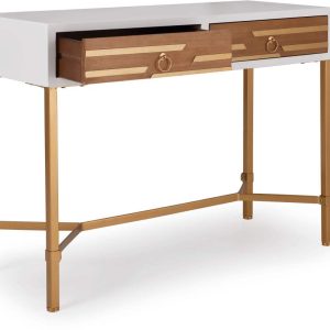 Adore Decor Jupiter Modern 2-Drawer Wood Desk Console Table in White