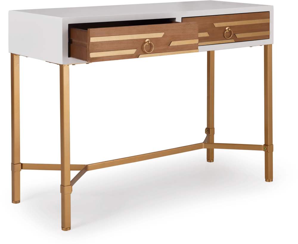 Adore Decor Jupiter Modern 2-Drawer Wood Desk Console Table in White