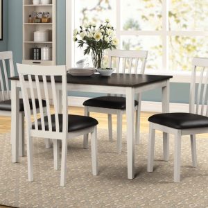 Angel Line Kayla 5-Piece Contemporary Faux Leather Wood Assembled Dining Table with Chair Set,White