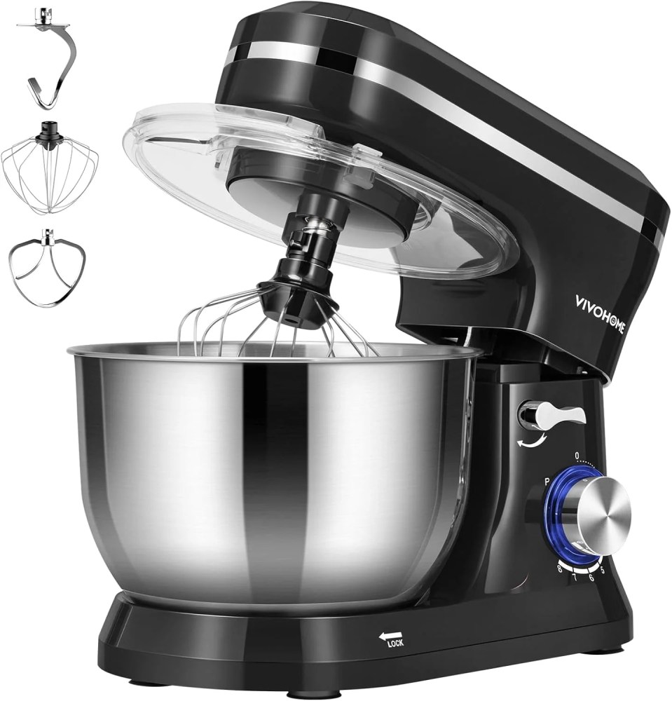 SPECSTAR 4.75 Quart Stand Mixer,8 Speed Kitchen Electric Food Mixer,Household Stand Mixer for Baking,Cake,Bread with Beater,Dough Hook,Wire Whip and Egg Separator,Black