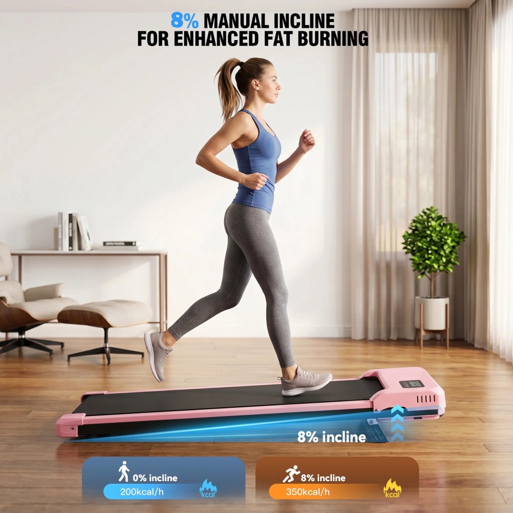 Walking Pad with 8 Manual Incline & Vibration Modes, 2.5HP Under Desk Treadmill for Home Office, 300 lbs Capacity Portable Treadmill with Remote Control & LED Display, Ultra Quiet Space-Saving - Image 2