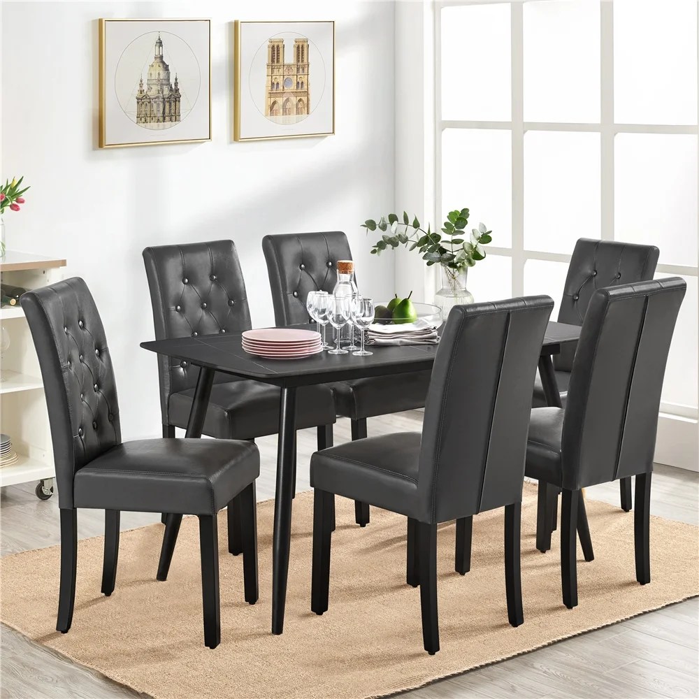 Alden Design Modern Tufted Padded Dining Chair with Tall Back, Set of 2, Gray - Image 9