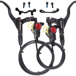 BUCKLOS MTB Hydraulic Disc Brakes,  Aluminum Alloy Right Front Left Rear Disc Brake Levers,  Fit for Mountain Bike PM is Adapter with 53.1inch Rears Cable