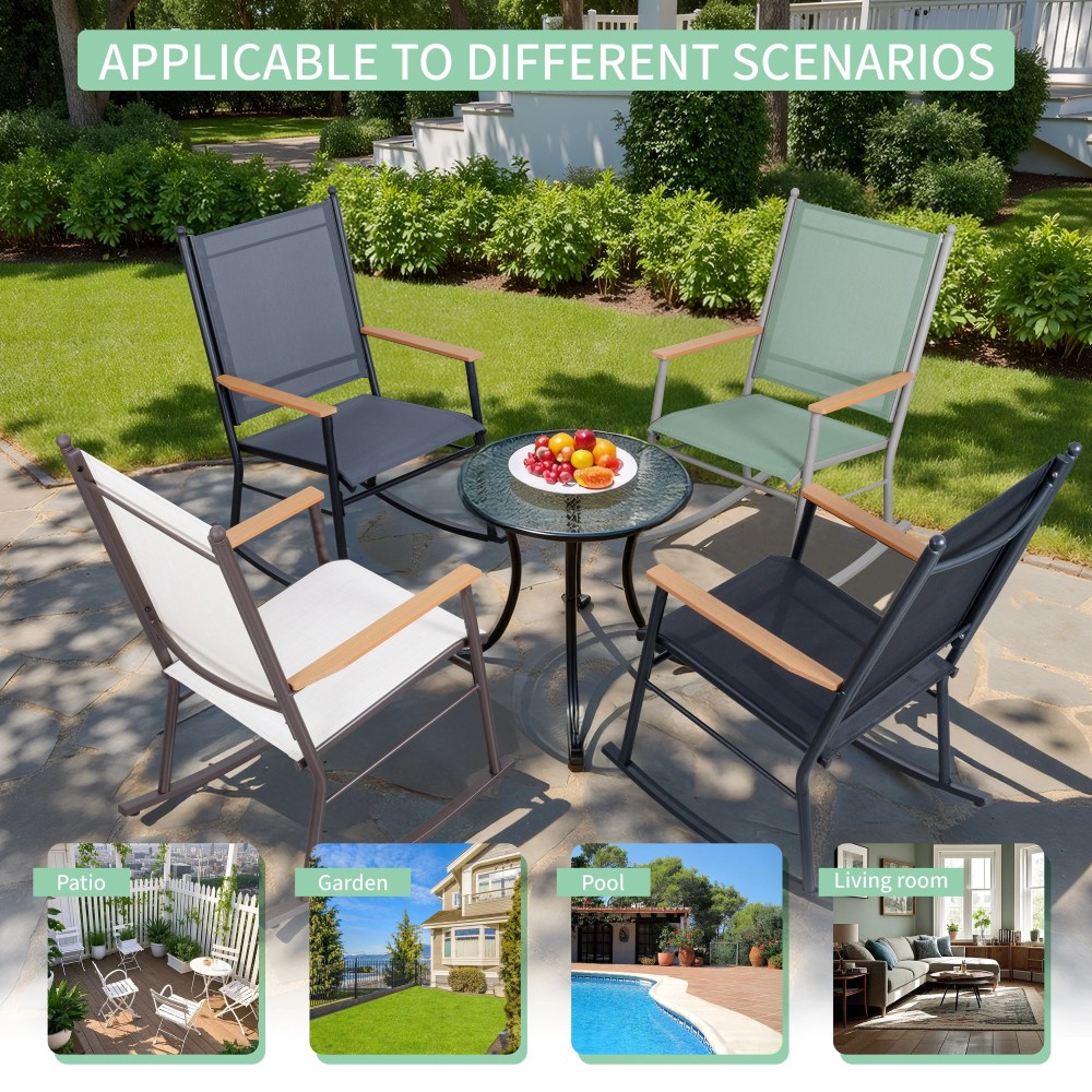 Walsunny Outdoor Patio Chairs Set of 2 Rockers Metal Rocking Chairs Furniture for Porch Backyard Lawn Garden, Black - Image 4