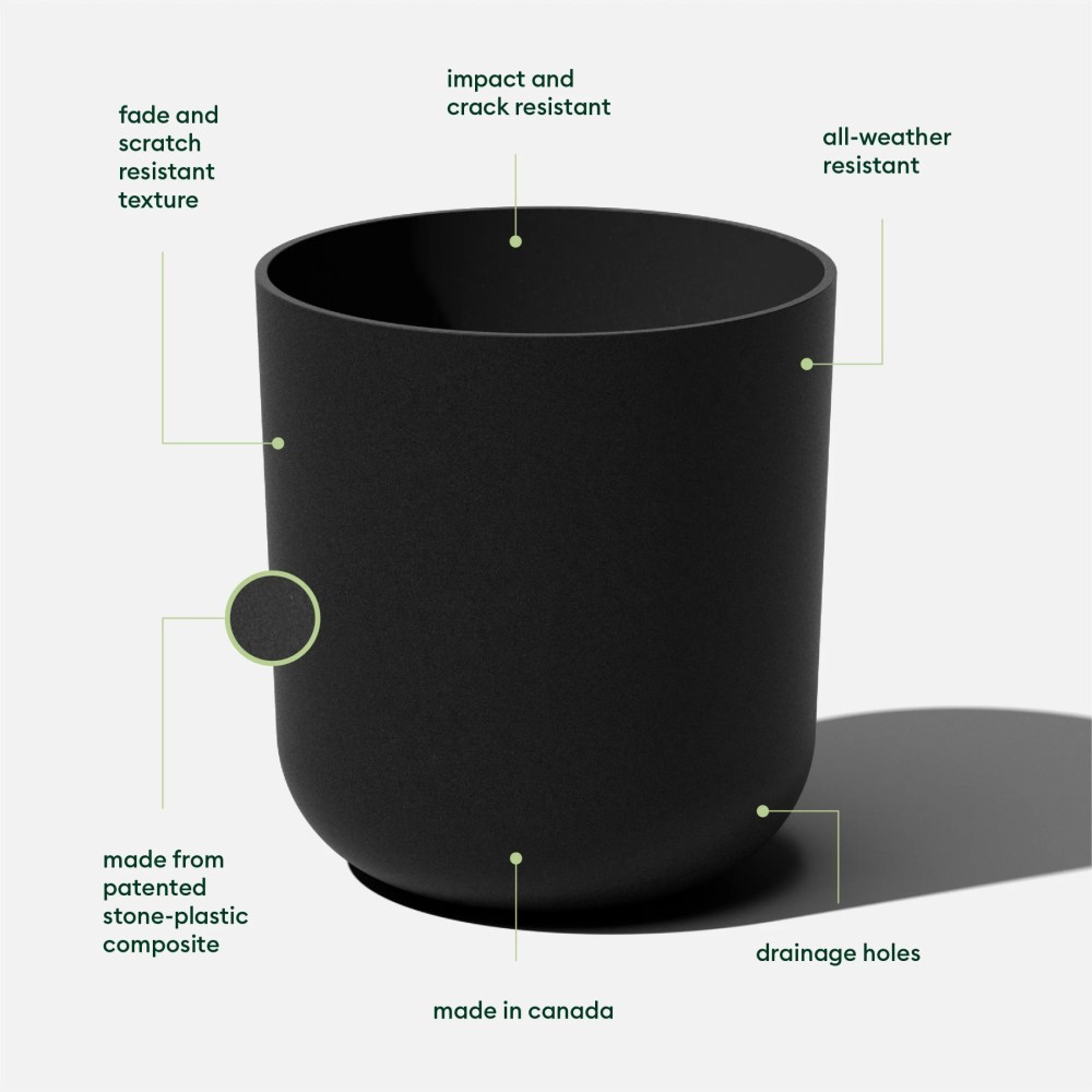 Veradek Mason Series Kona 20" Plastic-Stone Planter - Black - Image 4