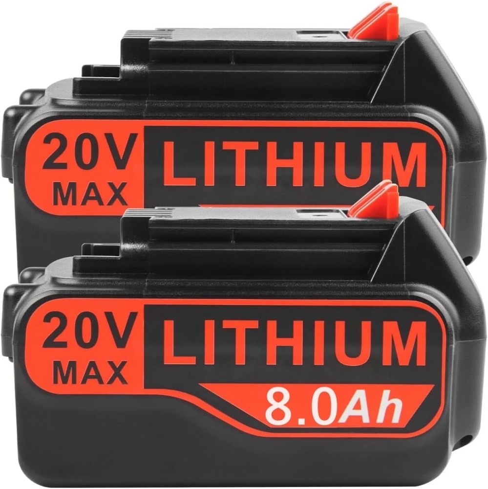 2-Pack 8.0Ah 20V Battery Replacement for BlackDecker 20V Tools LB20 LBX20 LBXR20 LBXR20B LBXR2020 LBX4020 LB2X4020 LST220 Battery
