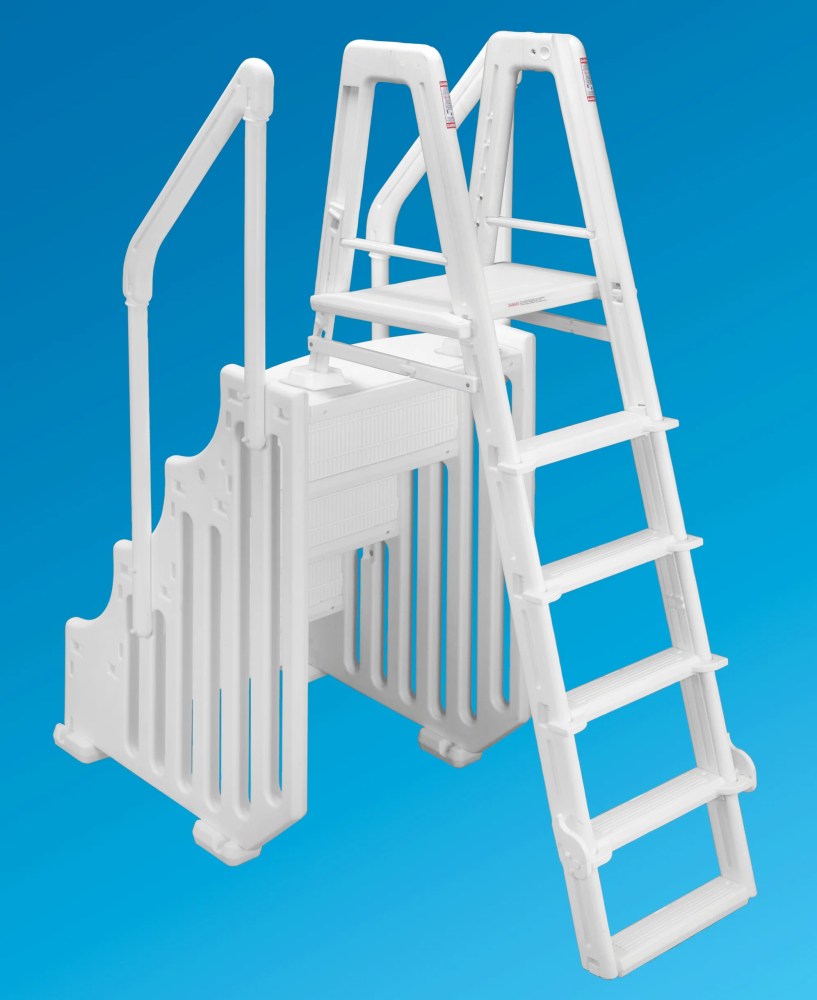 Ocean Blue Above Ground Swimming Pool Mighty Step and Safety Ladder Set 30" Wide