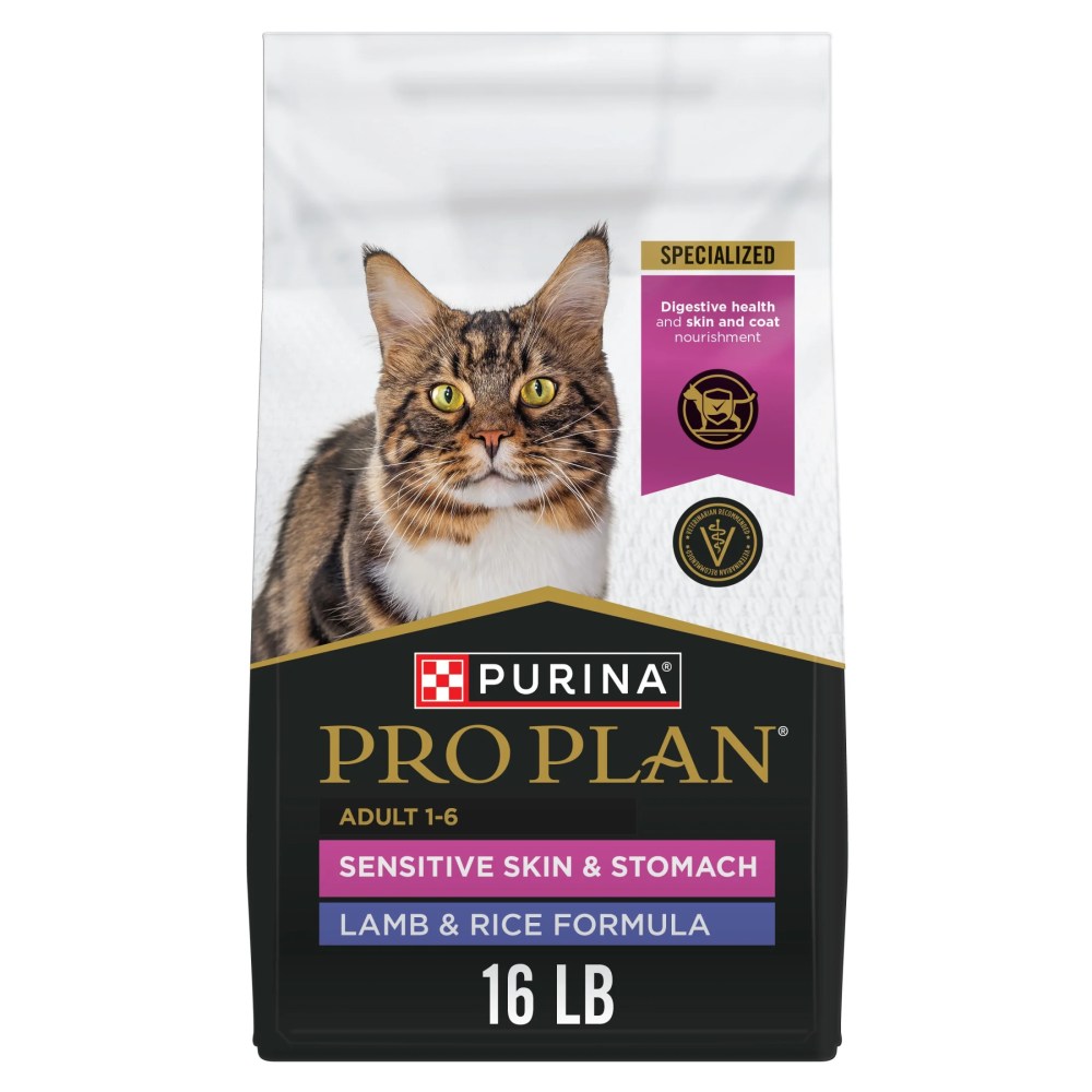 Purina Pro Plan Cat Food Sensitive Skin and Stomach Lamb and Rice Dry Formula,  16 lb.