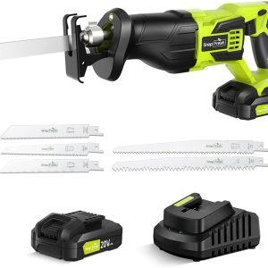 SnapFresh 20V Cordless Reciprocating Saw 3000SPM w/2.0Ah Battery & Charger,5 PCS Blade,LED