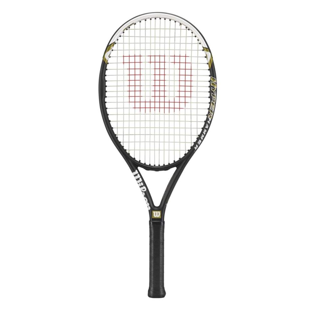 Wilson Hyper Hammer 5.3 Adult Recreational Tennis Racket - Black/White/Gold,  Grip Size 3 - 4 3/8"