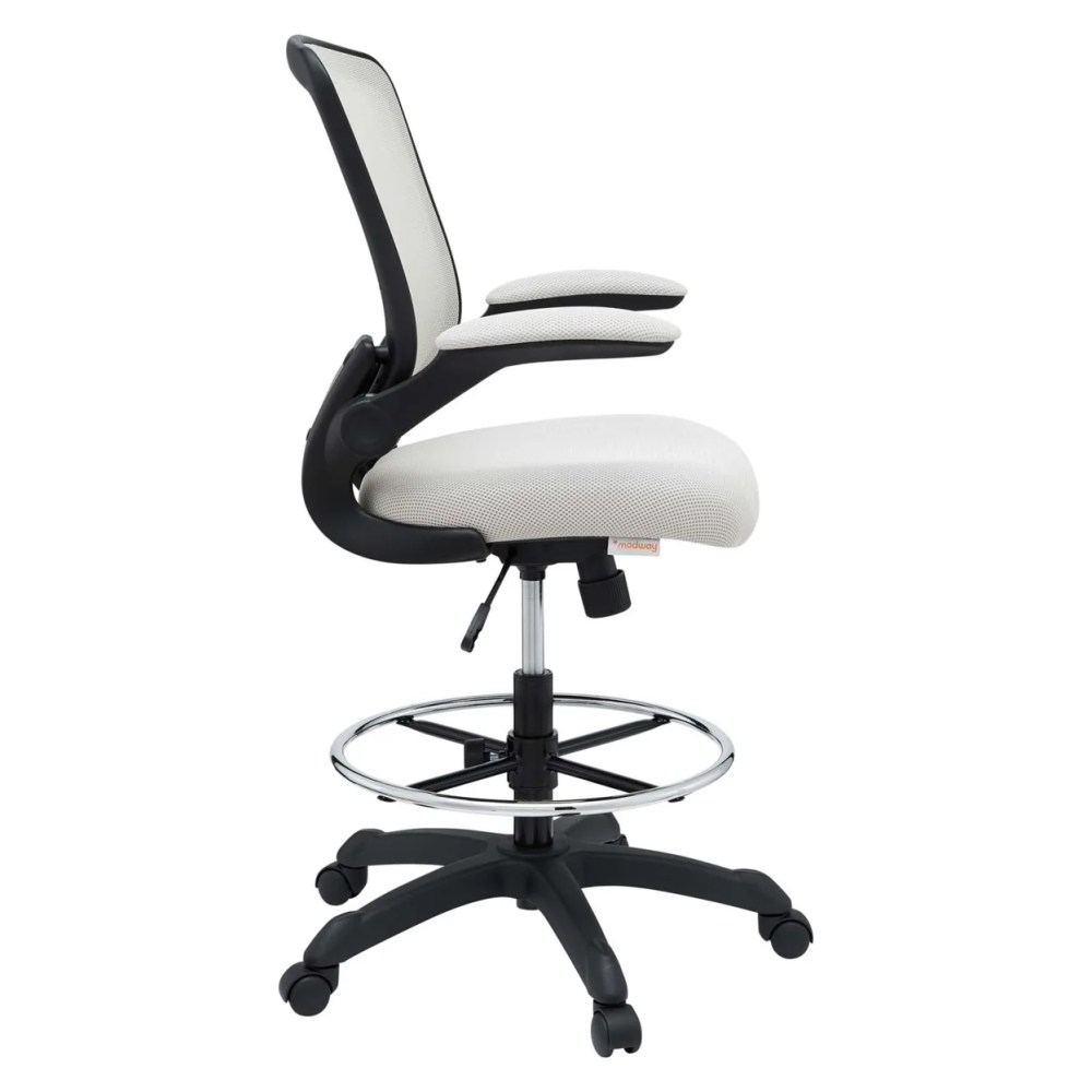 Modway Veer Modern Mesh Fabric & Metal Drafting Chair in Gray - Image 4