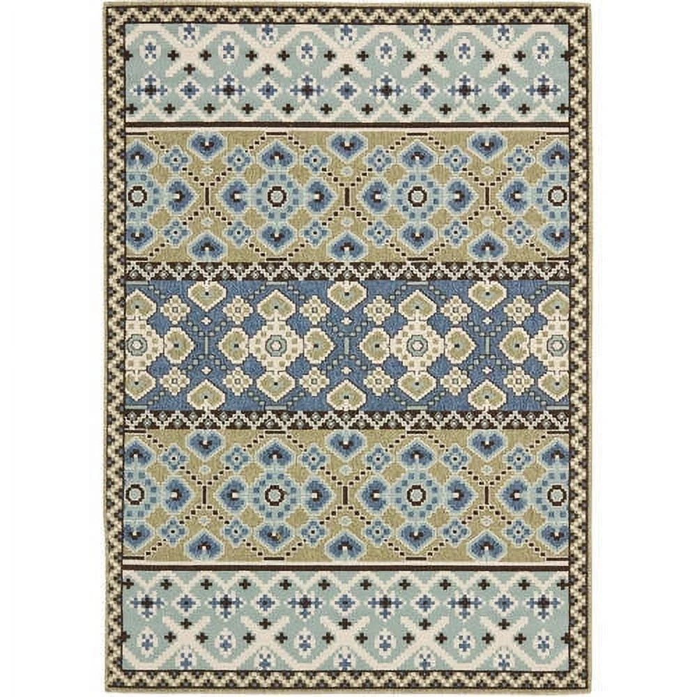 SAFAVIEH Veranda Moriah Southwestern Indoor/Outdoor Area Rug, 5'3" x 7'7", Green/Blue