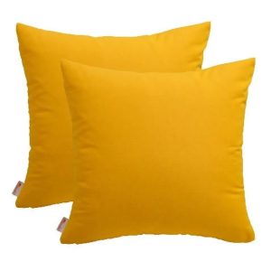 RSH Decor Indoor Outdoor Sunbrella Set of 2 Square Pillows 24" x 24", Canvas Sunflower Yellow