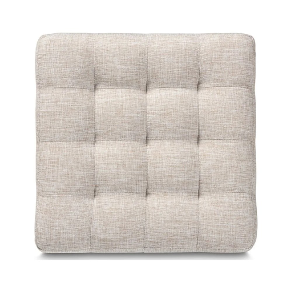 Baxton Studio Elladio Modern and Contemporary Beige Fabric Upholstered Tufted Cube Ottoman Set of 2 - Image 5