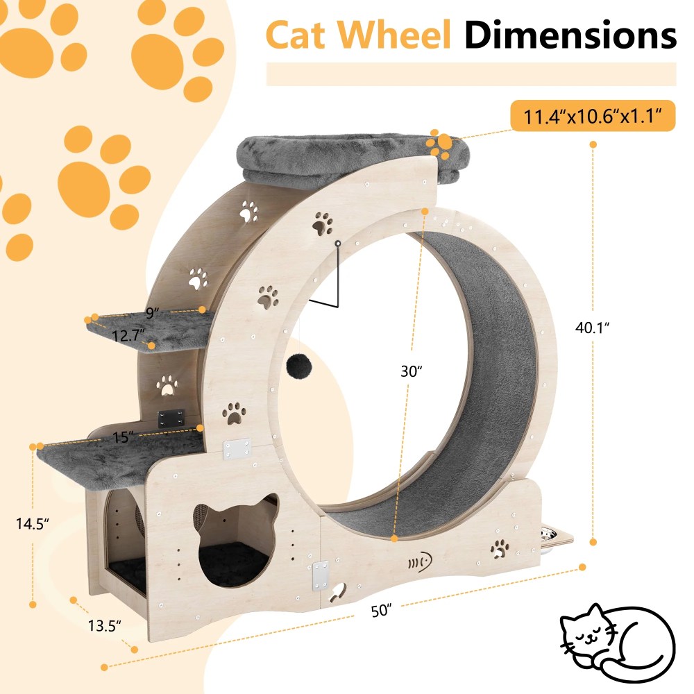 FOOWIN 7-in-1 Cat Exercise Wheel, 40" Cat Running Wheel for Indoor Cats - Image 5