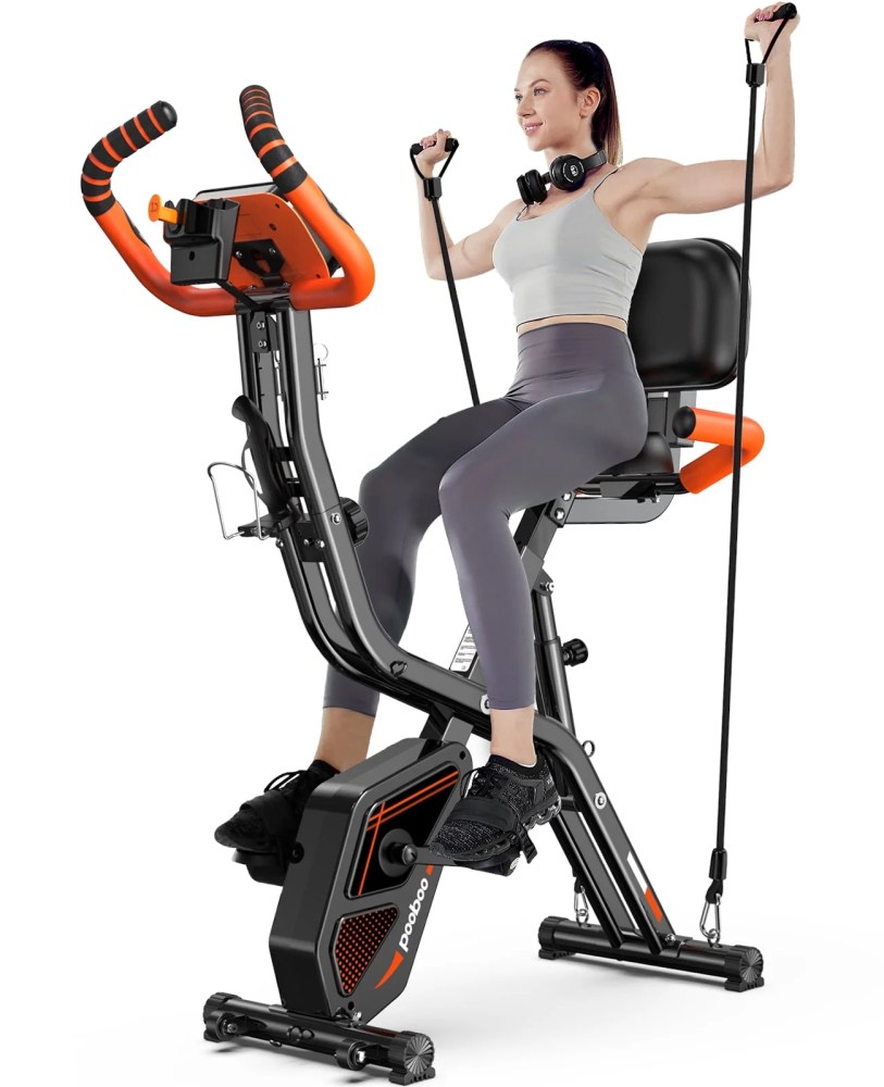 pooboo 3in1 Foldable Exercise Bike Indoor Cycling Bike Magnetic Stationary Bike Fitness Gym Workout 300lb - Image 9