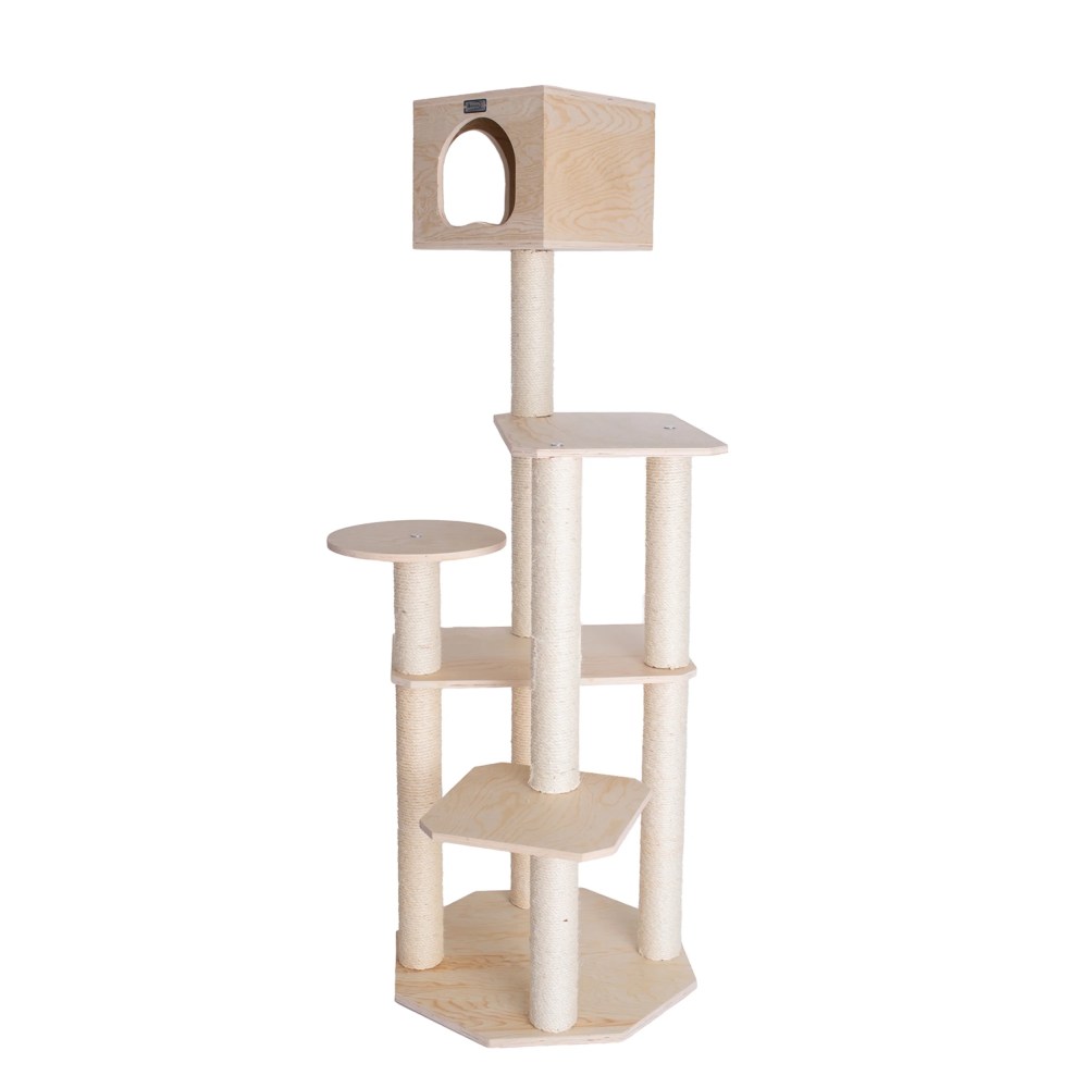 Armarkat 69-in Cat Tree & Condo Scratching Post Tower, Wood - Image 7