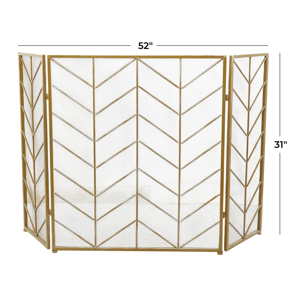 DecMode Gold Modern Metal Zigzag Pattern Fireplace Screen, 52"W x 31"H - Image 8