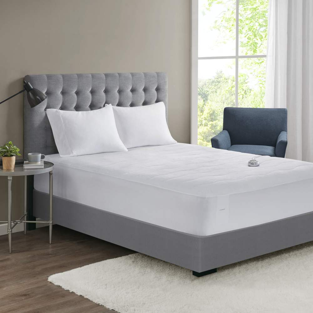 Serta Plush Heated Mattress Pad, Queen, White
