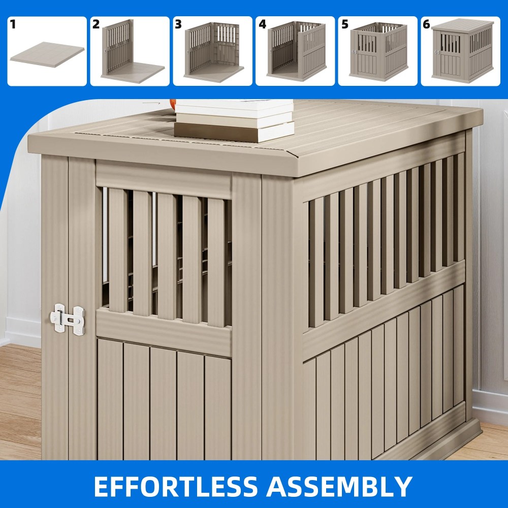 Dextrus Pet Dog Crate Furniture End Table, Waterproof Indoor Kennel for Small to Medium Dogs, Brown - Image 5
