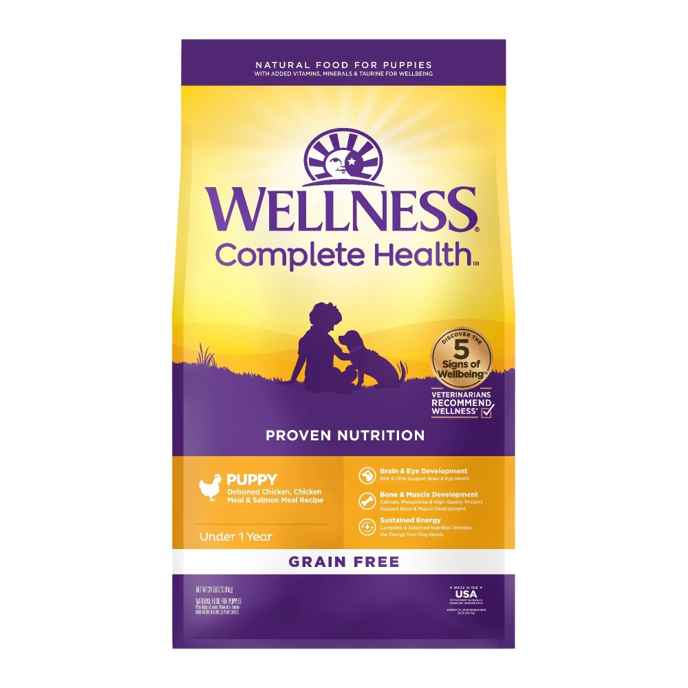 Wellness Complete Health Natural Grain Free Puppy Dry Dog Food,  Chicken & Salmon,  24-Pound Bag