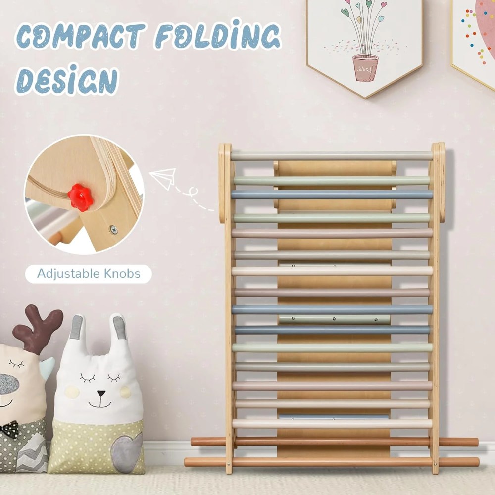 OLAKIDS Climbing Toys for Toddlers, 3 in 1 Foldable Kids Wood Montessori Pikler Climber Ladder with Ramp, Slide for Gym Playground, Baby Indoor Climb Play Structure Activity Set (Colorful) - Image 4