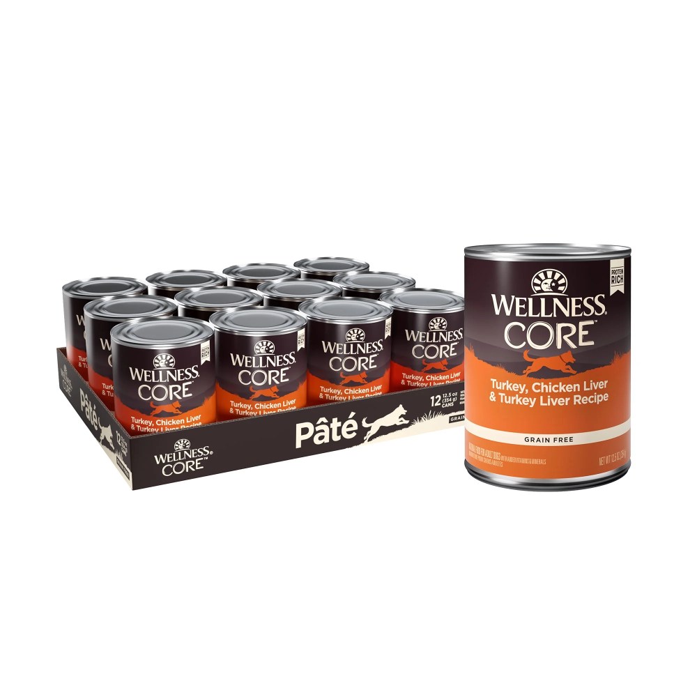 Wellness CORE Pate Adult Canned Wet Dog Food,  Grain Free,  Natural,  Turkey and Chicken Recipe,  12.5 oz,  Pack of 12 Cans