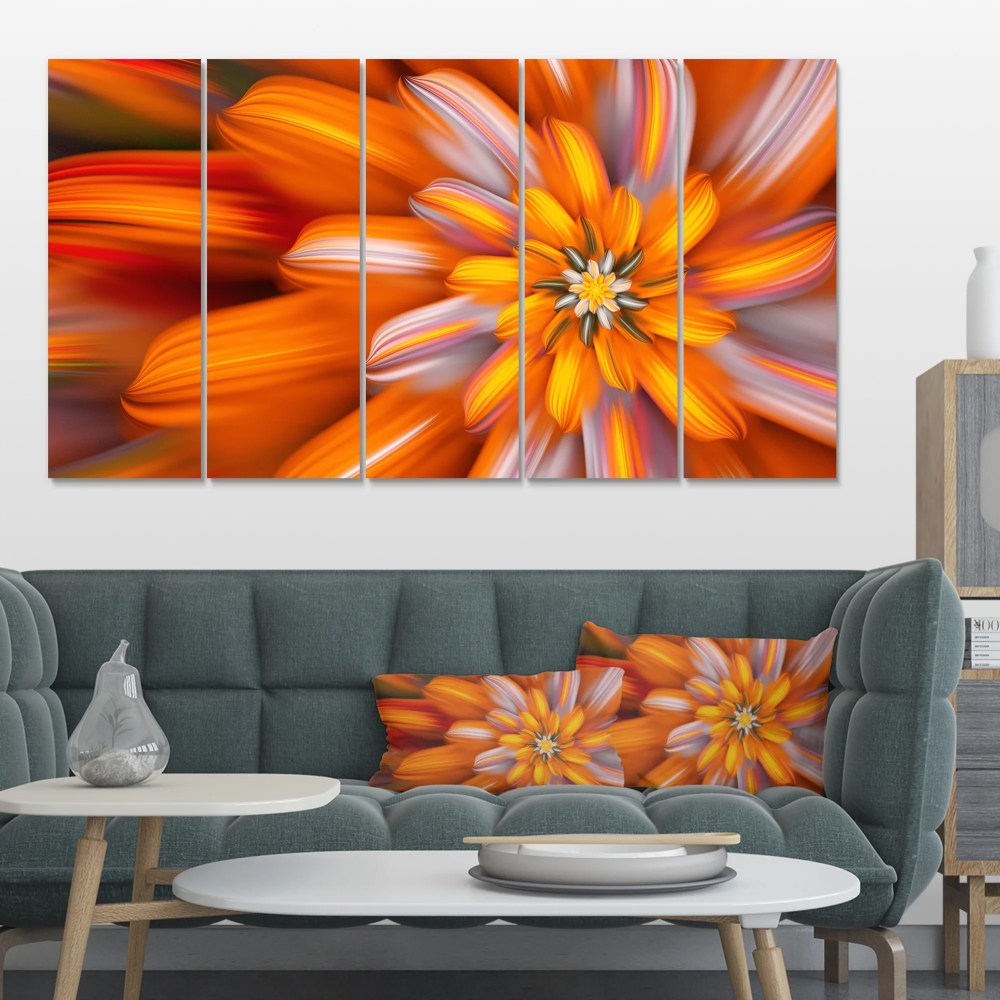 Designart 'Massive Orange Fractal Flower ' Floral Canvas Art Print - Image 2