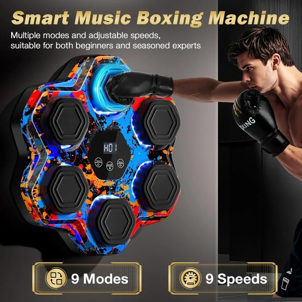 Music Boxing Machine, Smart Bluetooth Boxing Machine for Kids Adult, Wall Mounted Music Punching Trainer with Gloves, LED Electronic Boxing Target Equipment with 9 Modes & 9 Speeds for Home, Gym - Image 5
