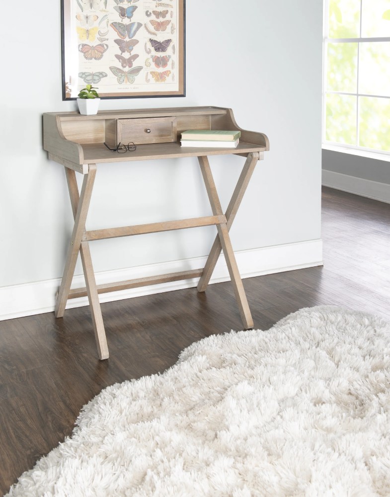 Linon Coy Folding Desk,34.25" Tall,Rustic Brown Finish