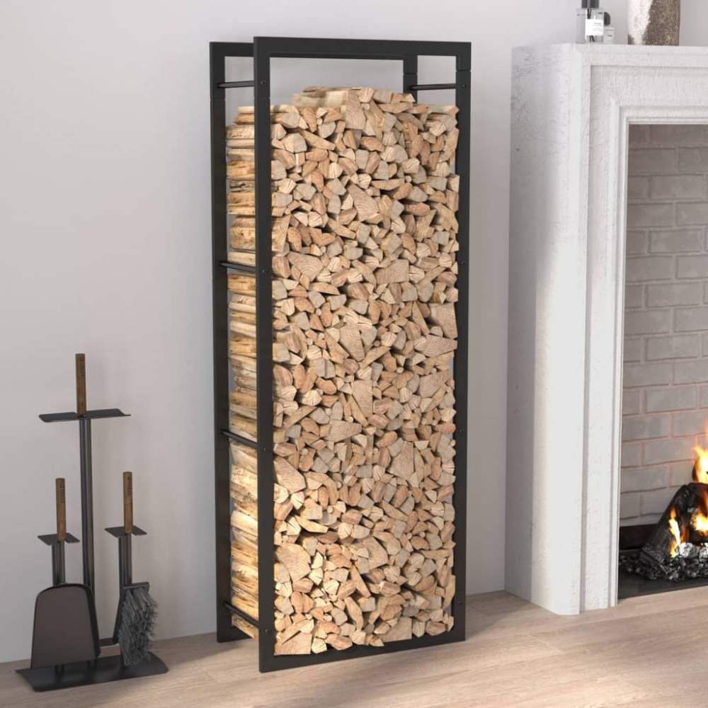 vidaXL Firewood Rack Storage Fire Log Stand Stacker Holder Matt Black Steel