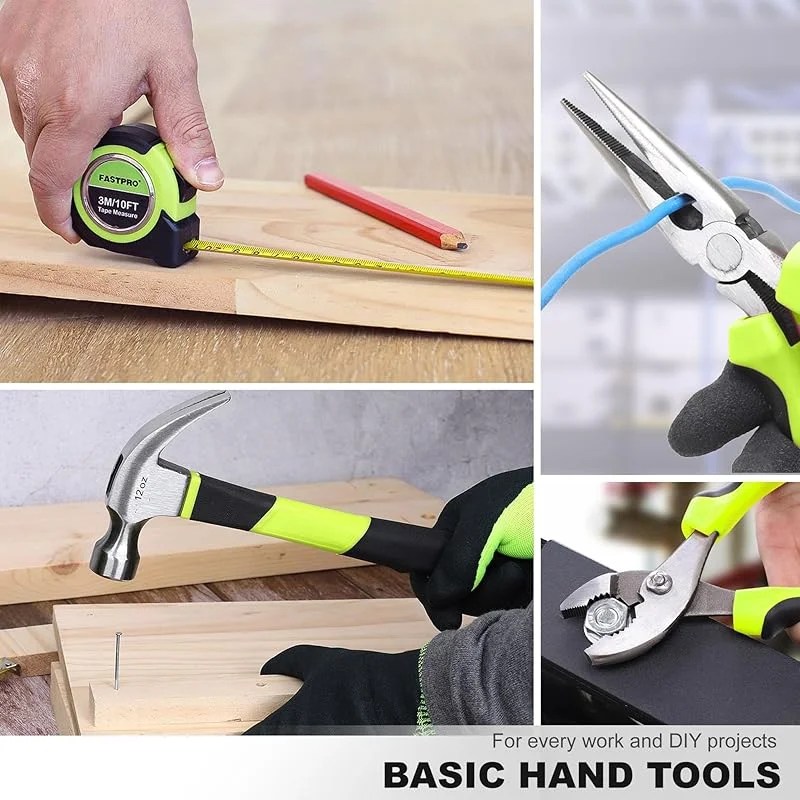 177-Piece 20V Cordless Lithium-ion Drill Driver and Home Tool Set,Household Repairing Kit with in Storage Case,Green - Image 9