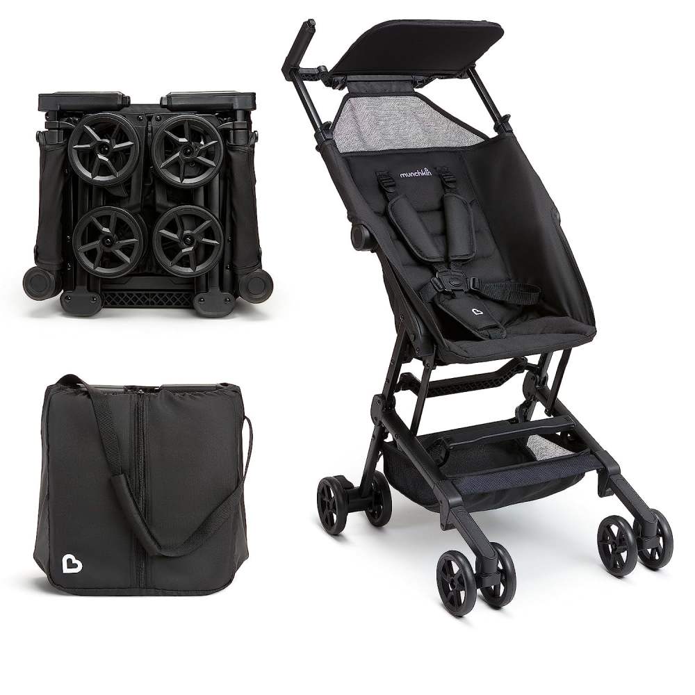 Munchkin Sparrow Ultra Compact Lightweight Travel Stroller for Babies & Toddlers, Black, Unisex
