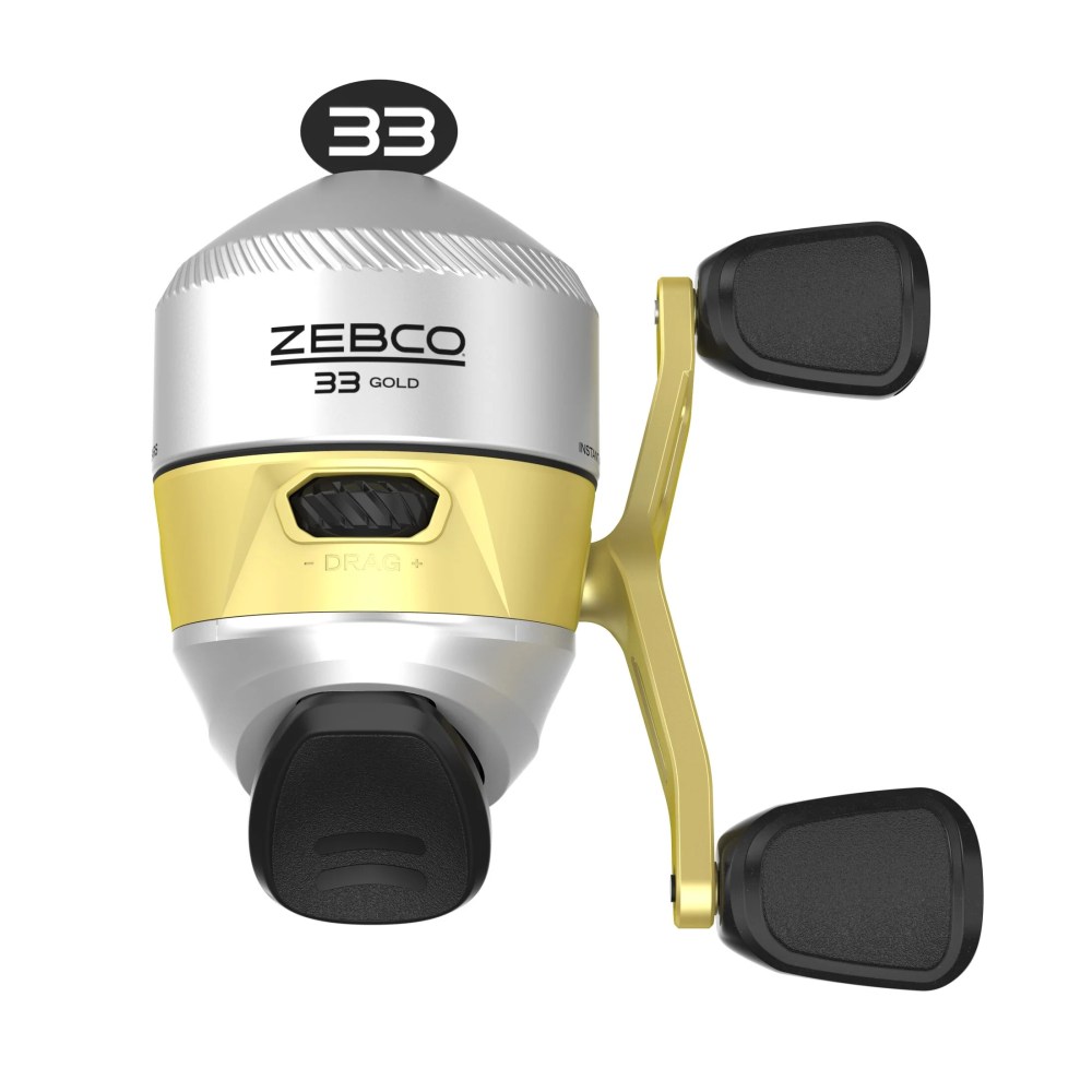 Zebco 33 Gold Spincast Fishing Reel, Size 30 Reel, Silver/Gold - Image 3