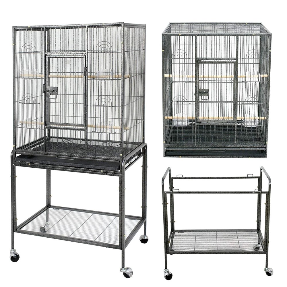 ZENSTYLE 53" Bird Cage with Stand Wrought Iron Frame Birdcage - Image 4