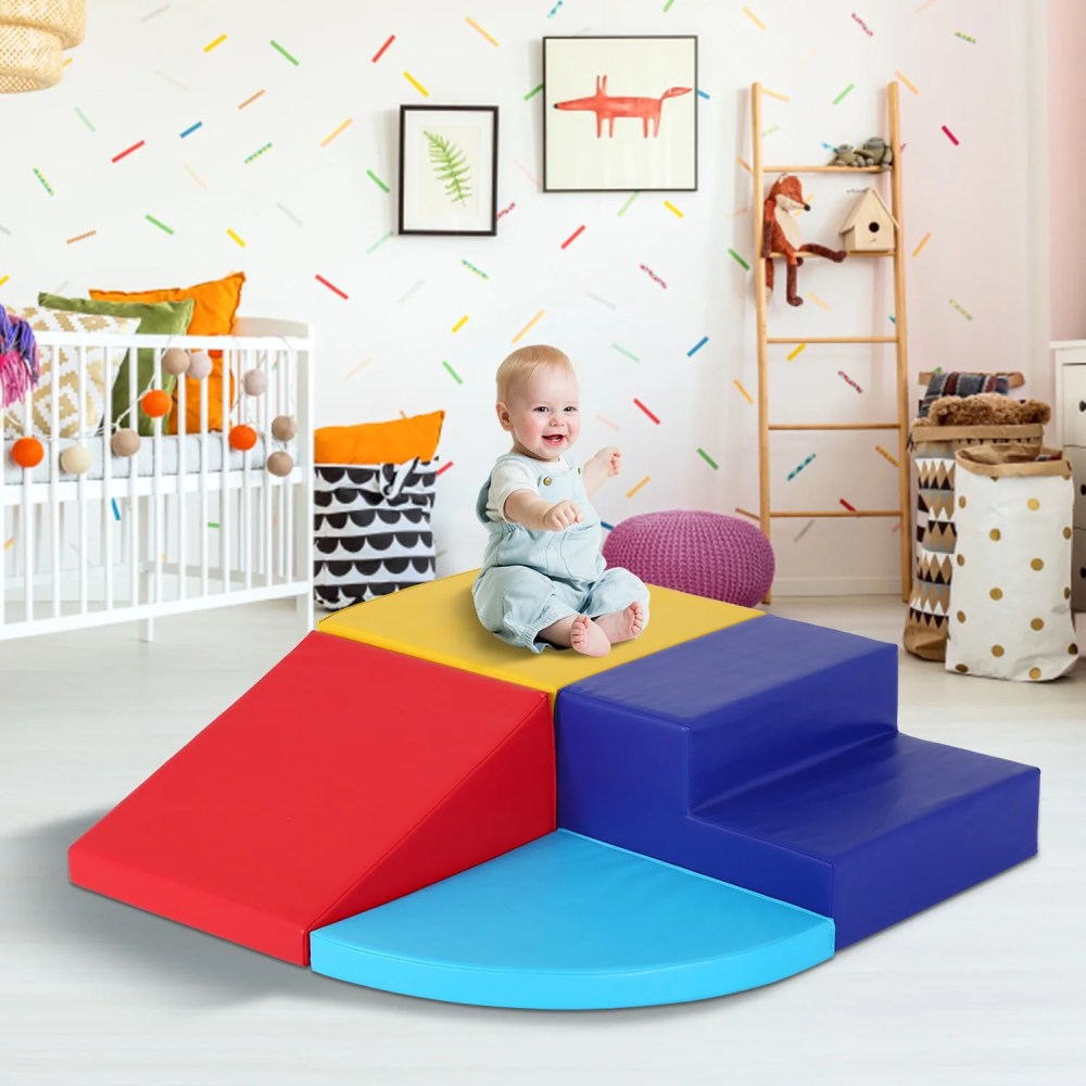 NiamVelo Baby Climb & Crawl Foam Play Set , 4-Piece Set Foam Climbing Blocks Toddler Climbing Toys for Child Development, Motor Skills