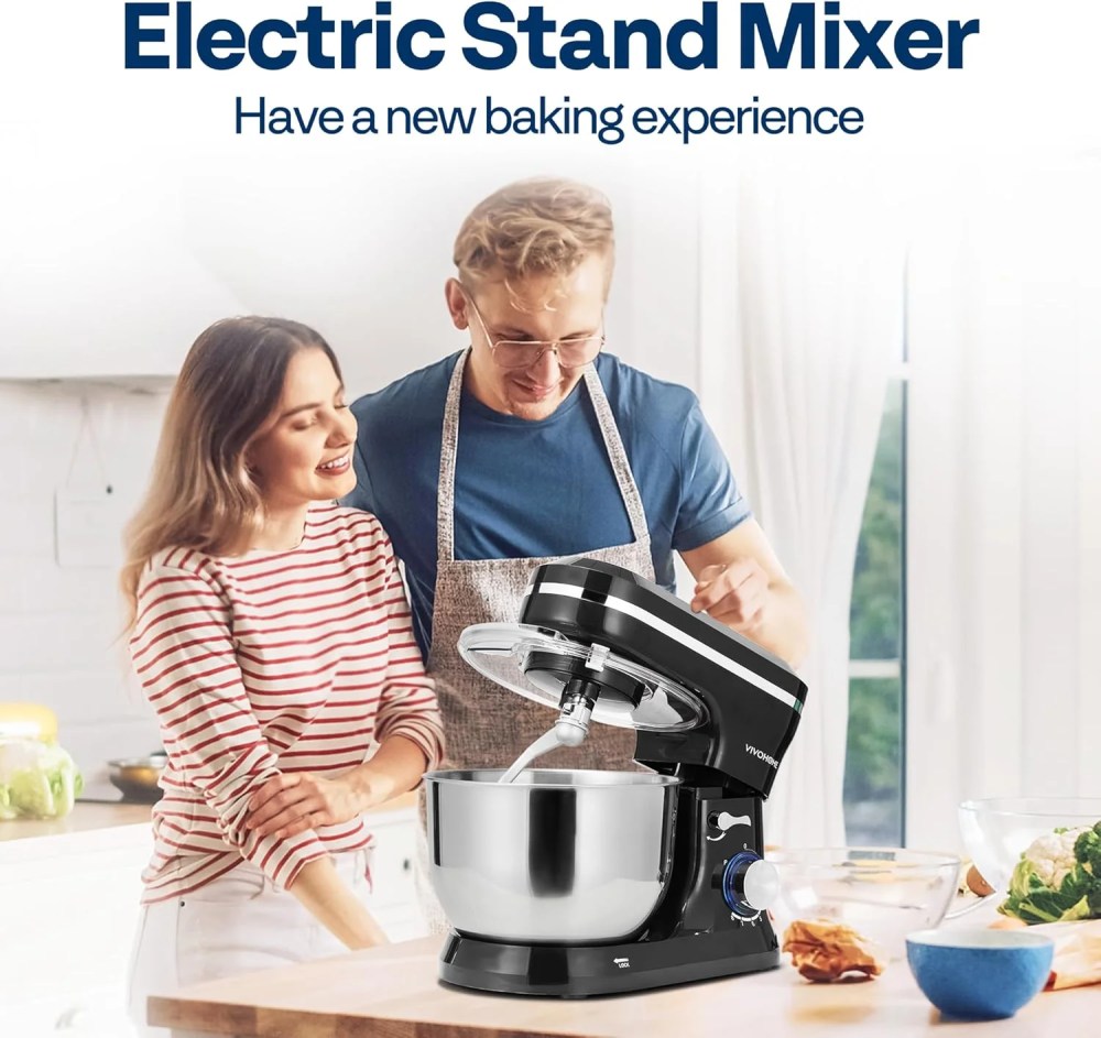 SPECSTAR 4.75 Quart Stand Mixer,8 Speed Kitchen Electric Food Mixer,Household Stand Mixer for Baking,Cake,Bread with Beater,Dough Hook,Wire Whip and Egg Separator,Black - Image 3